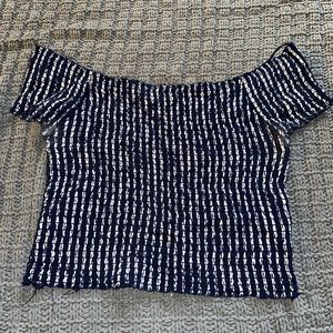 Cropped Ribbed Off the Shoulder Top